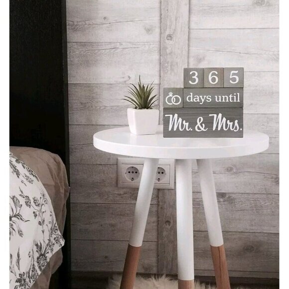 🪻BOGO🪻‎ Wedding Countdown Days Until Mr & Mrs Wooden Rustic Gray Finish - Picture 5 of 7